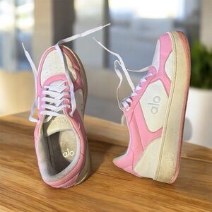 ALO Yoga  women Pink and White Sneakers size 12 used twice